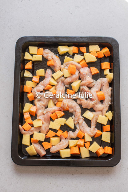 Exclusive Sheet Pan Honey Mustard Chicken with Potato and Carrot