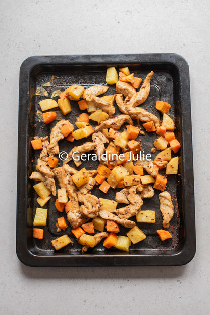Exclusive Sheet Pan Honey Mustard Chicken with Potato and Carrot