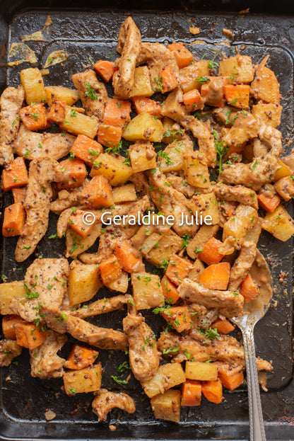 Exclusive Sheet Pan Honey Mustard Chicken with Potato and Carrot
