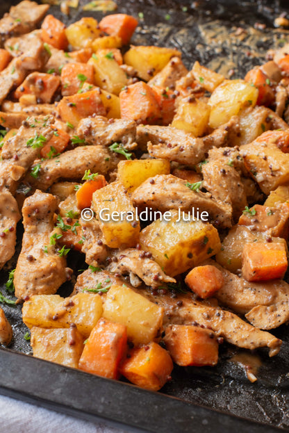 Exclusive Sheet Pan Honey Mustard Chicken with Potato and Carrot